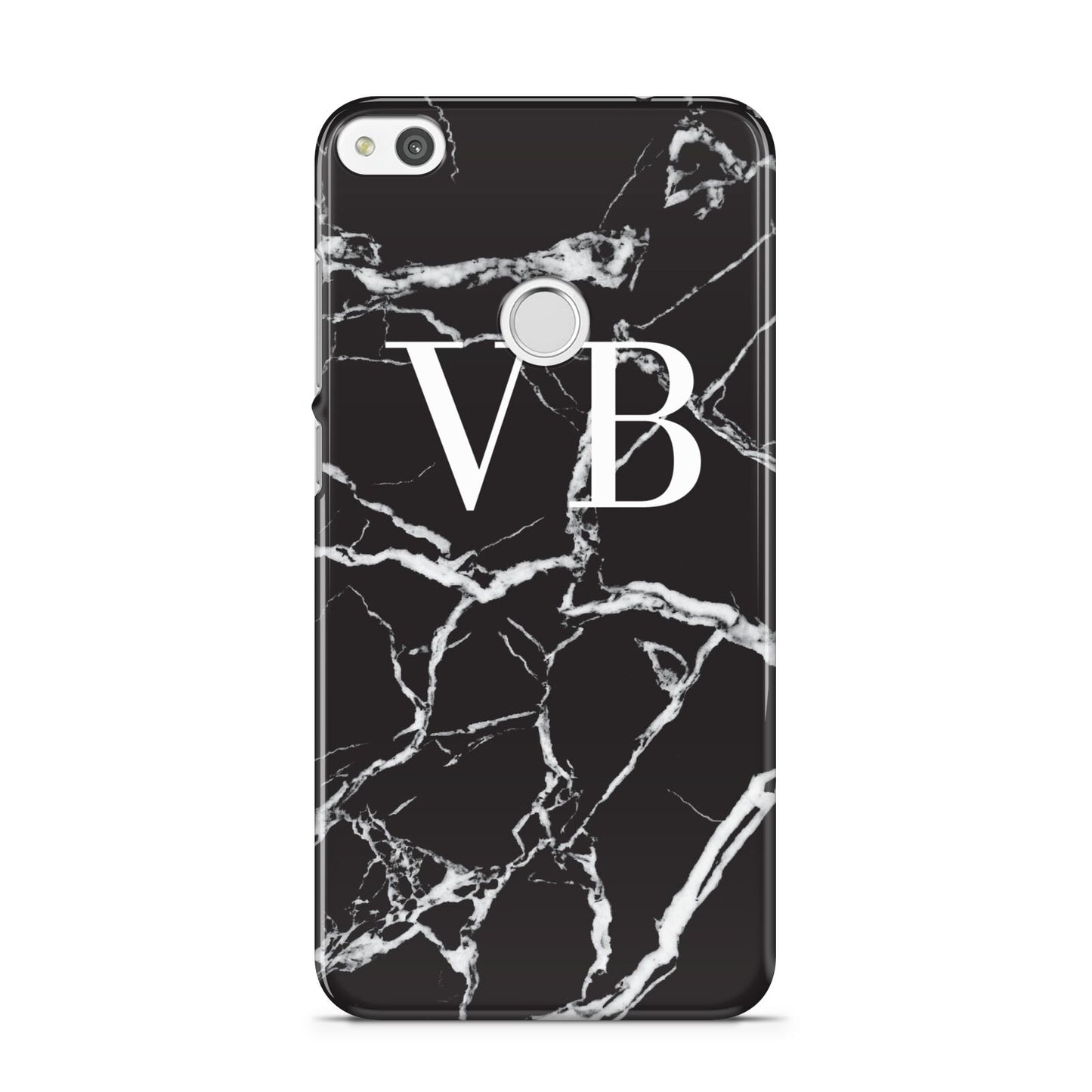 Personalised Black Marble Effect Monogram Huawei P8 Lite Case