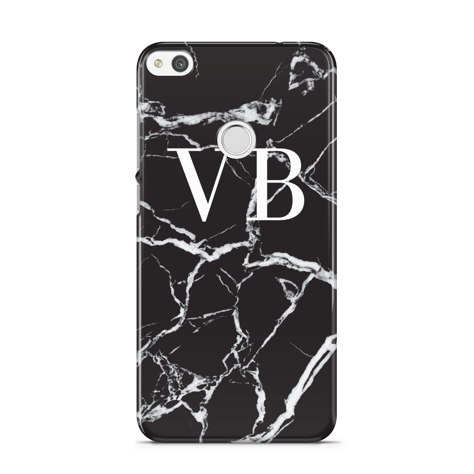 Personalised Black Marble Effect Monogram Huawei P8 Lite Case