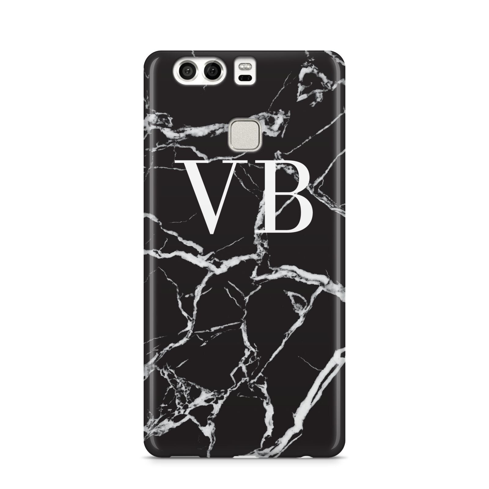 Personalised Black Marble Effect Monogram Huawei P9 Case