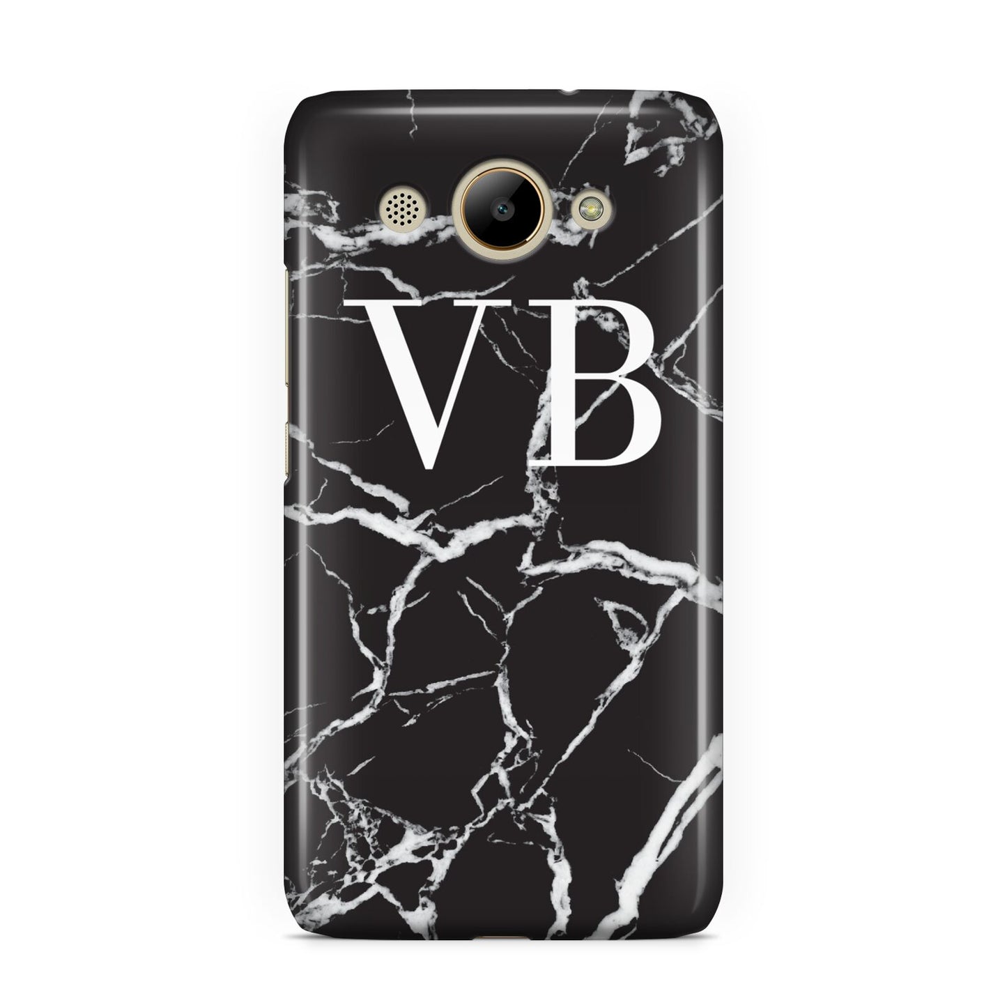 Personalised Black Marble Effect Monogram Huawei Y3 2017