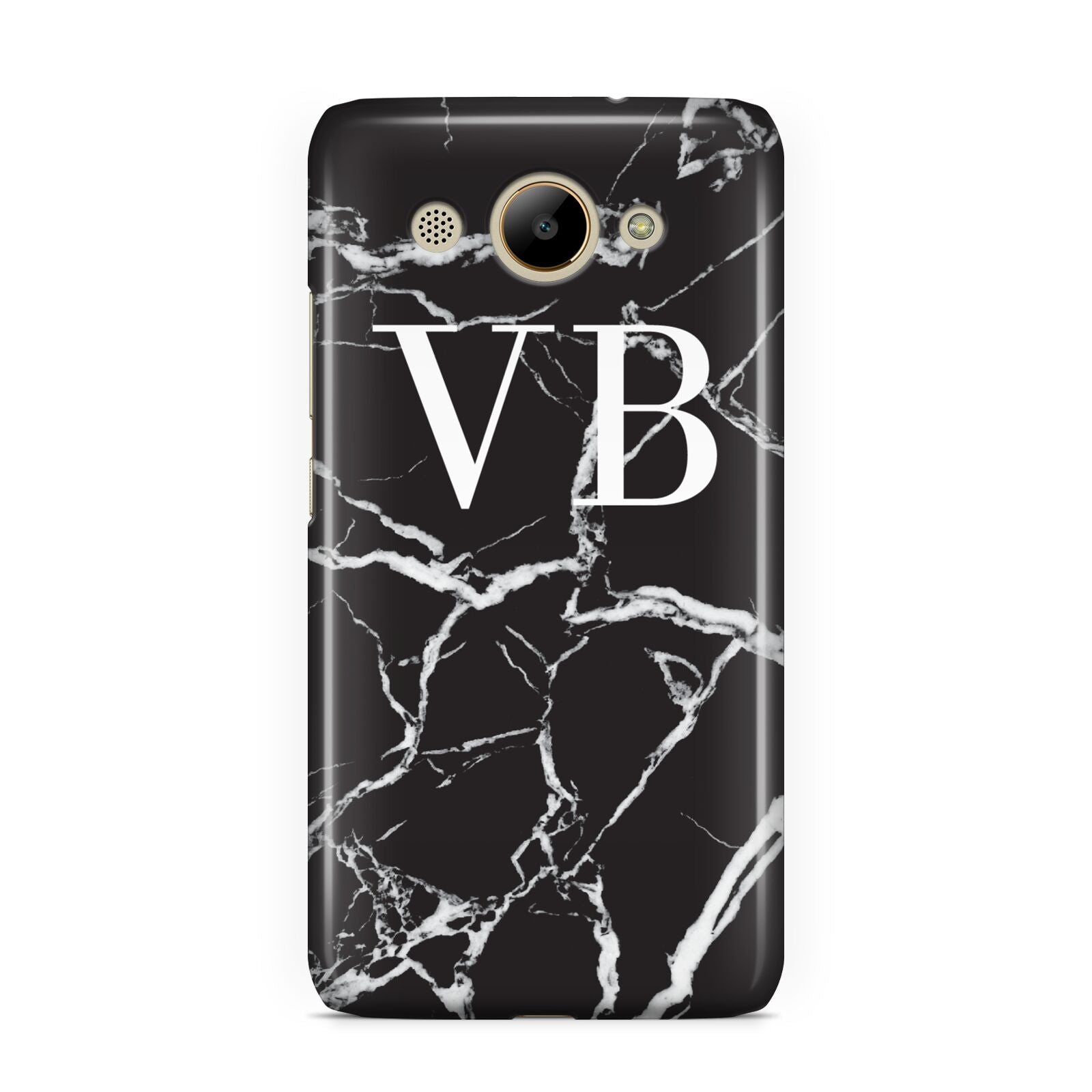 Personalised Black Marble Effect Monogram Huawei Y3 2017