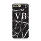Personalised Black Marble Effect Monogram Huawei Y6 2018