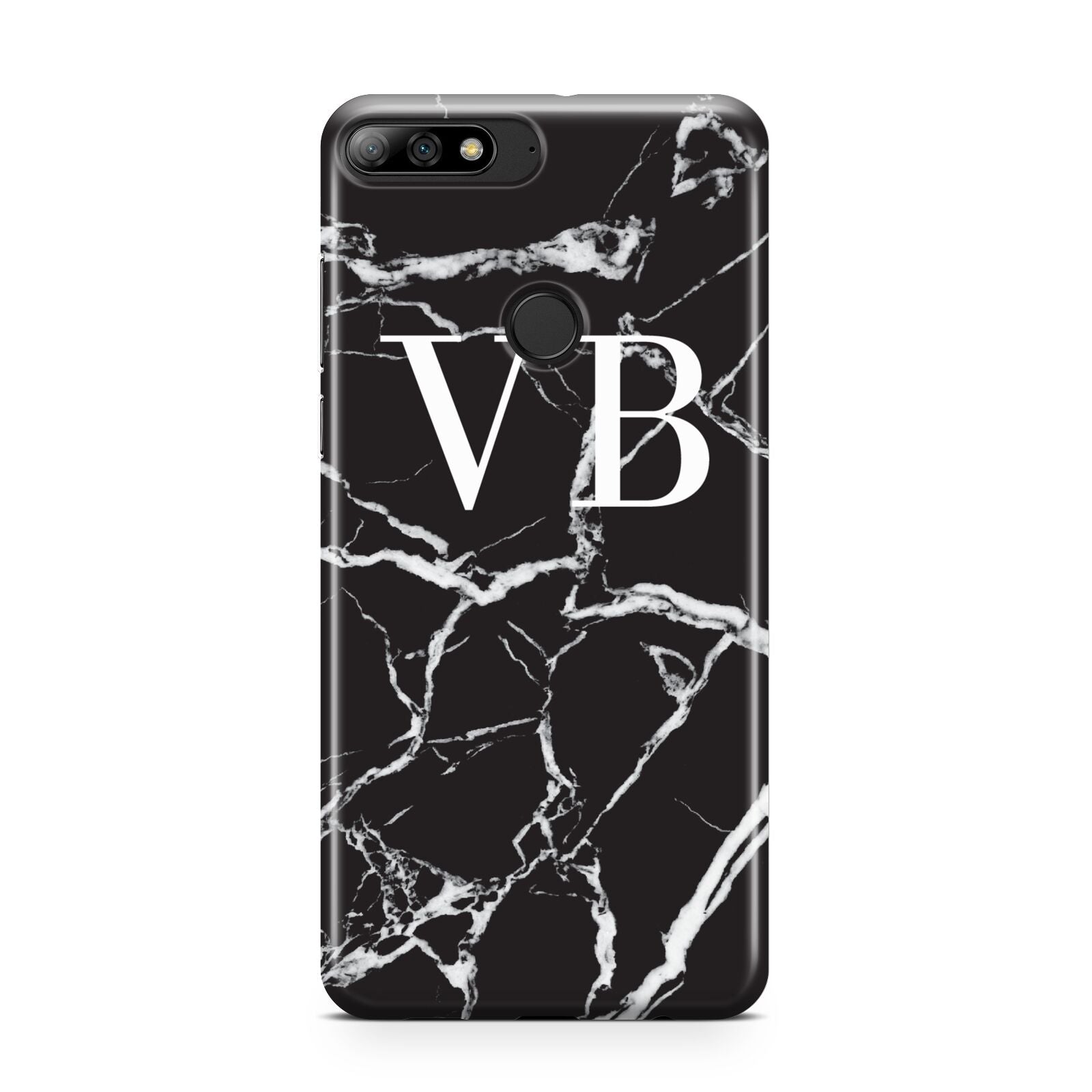 Personalised Black Marble Effect Monogram Huawei Y7 2018