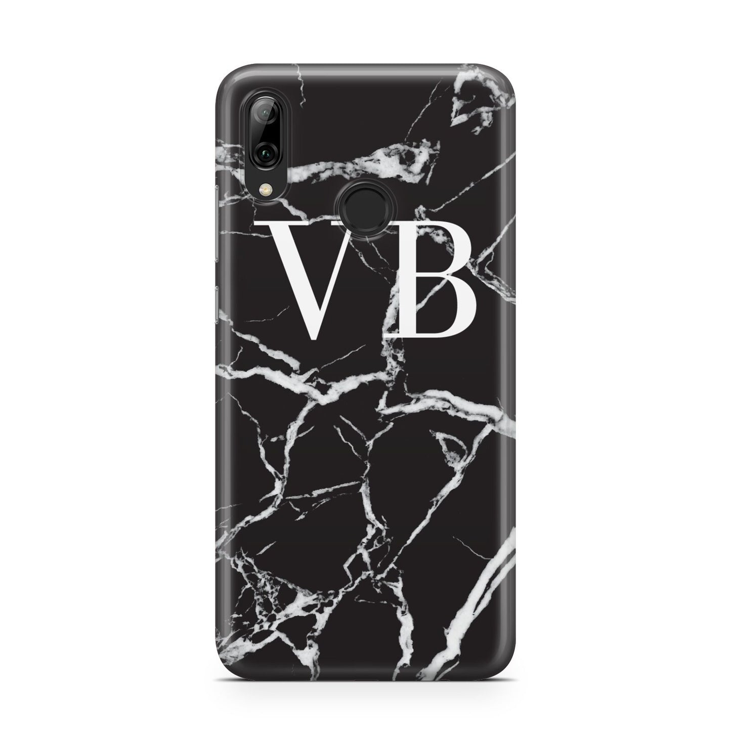 Personalised Black Marble Effect Monogram Huawei Y7 2019