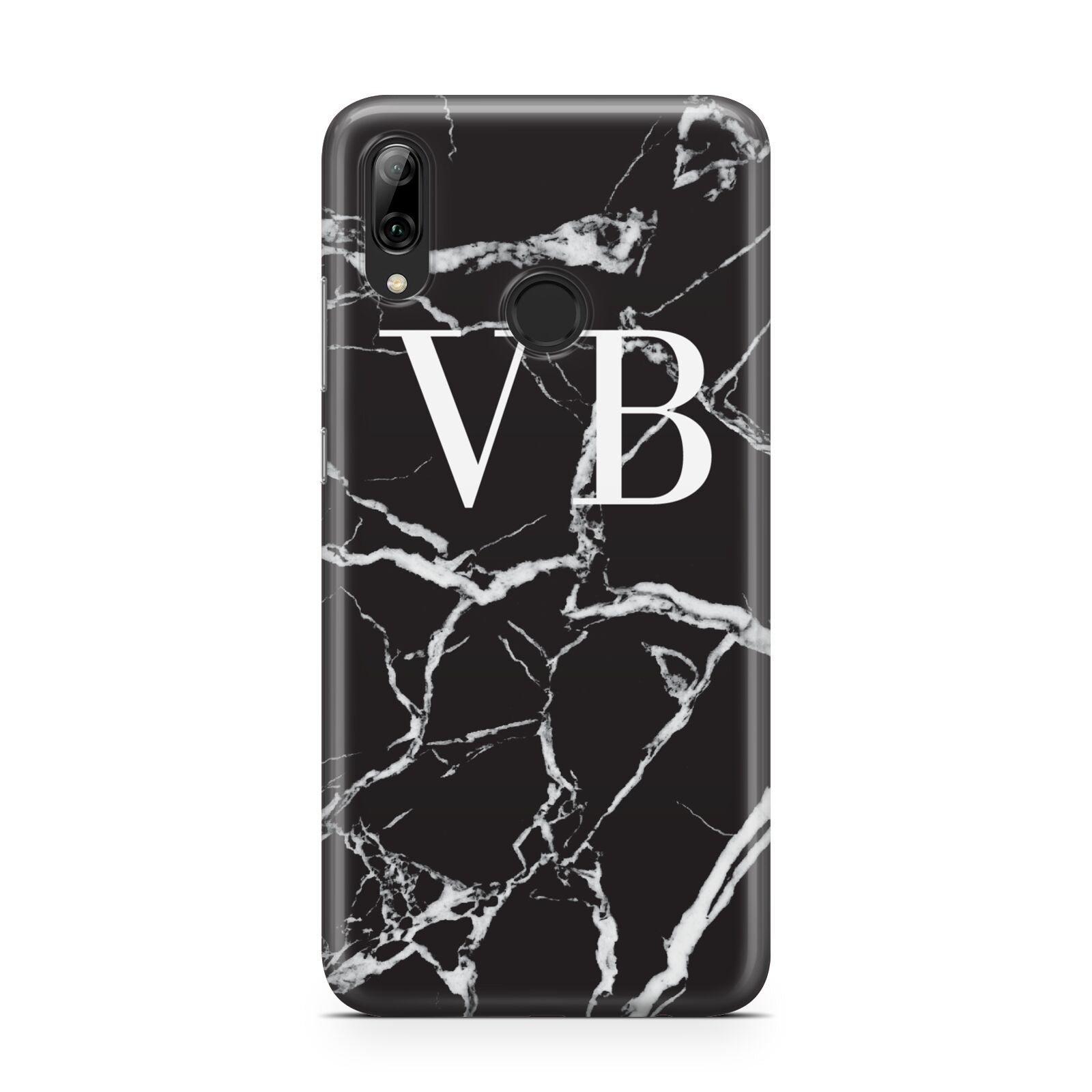Personalised Black Marble Effect Monogram Huawei Y7 2019