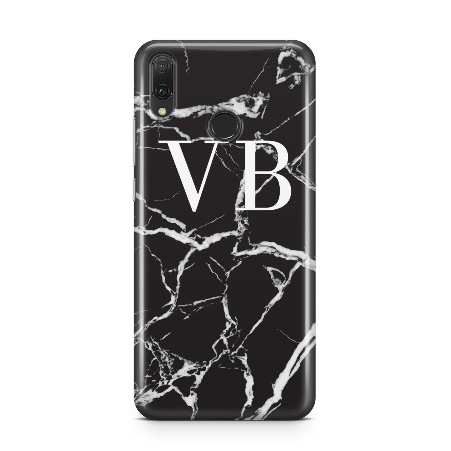 Personalised Black Marble Effect Monogram Huawei Y9 2019