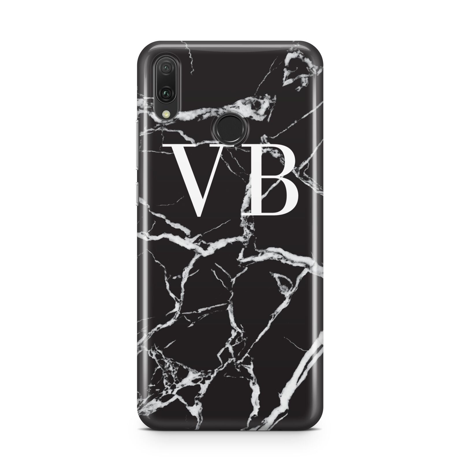 Personalised Black Marble Effect Monogram Huawei Y9 2019