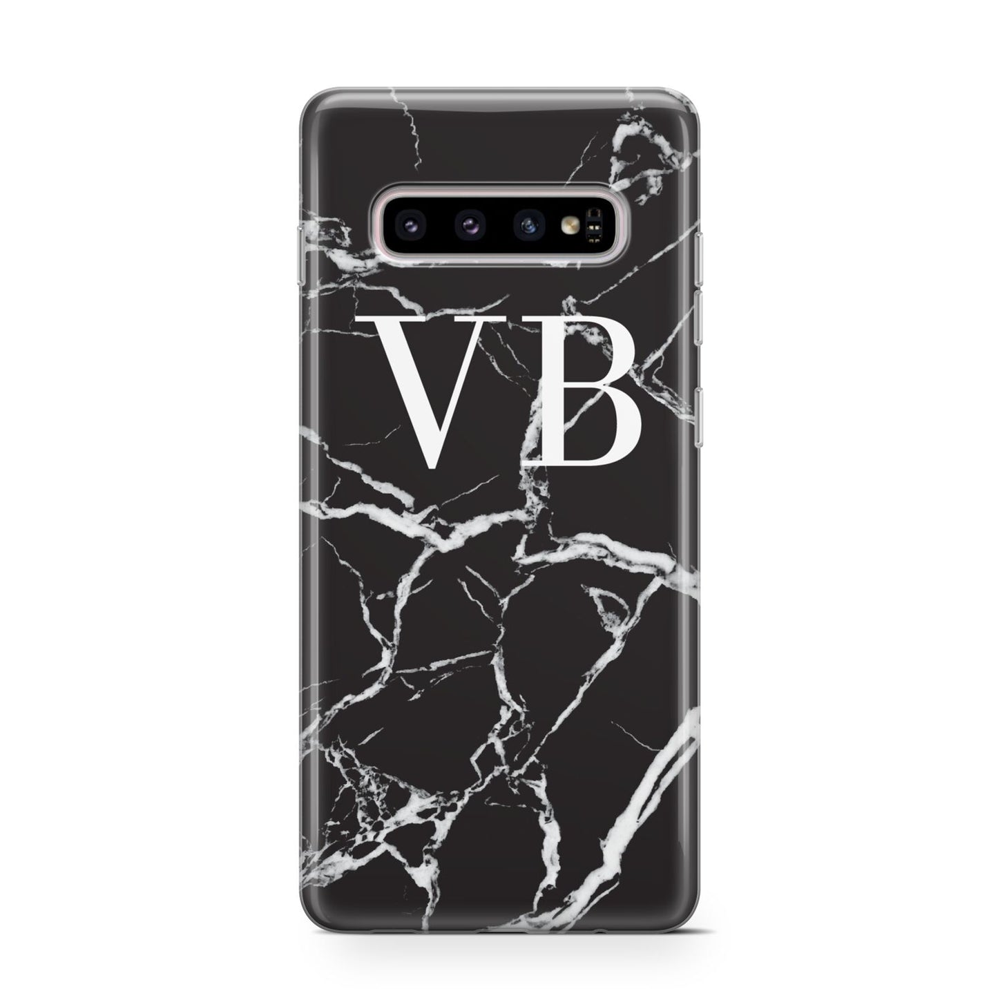 Personalised Black Marble Effect Monogram Protective Samsung Galaxy Case