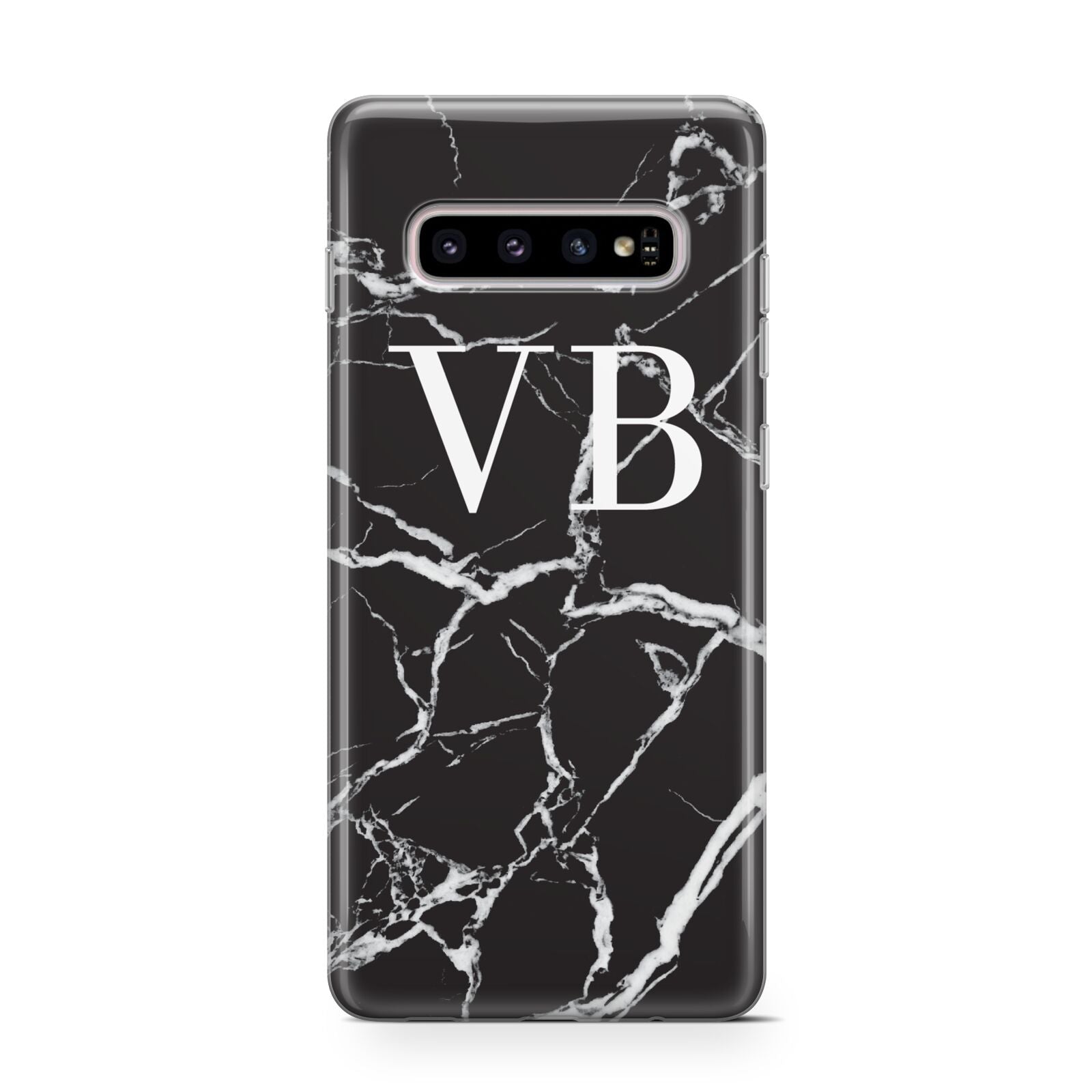 Personalised Black Marble Effect Monogram Protective Samsung Galaxy Case