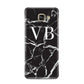 Personalised Black Marble Effect Monogram Samsung Galaxy A3 2016 Case on gold phone