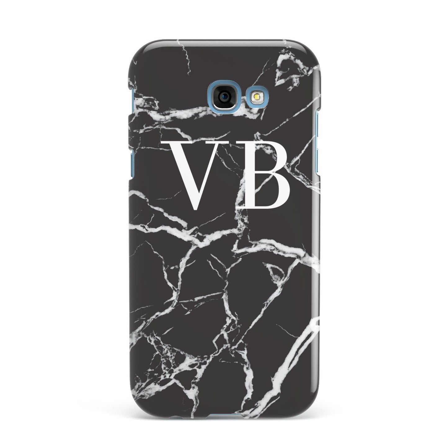 Personalised Black Marble Effect Monogram Samsung Galaxy A7 2017 Case
