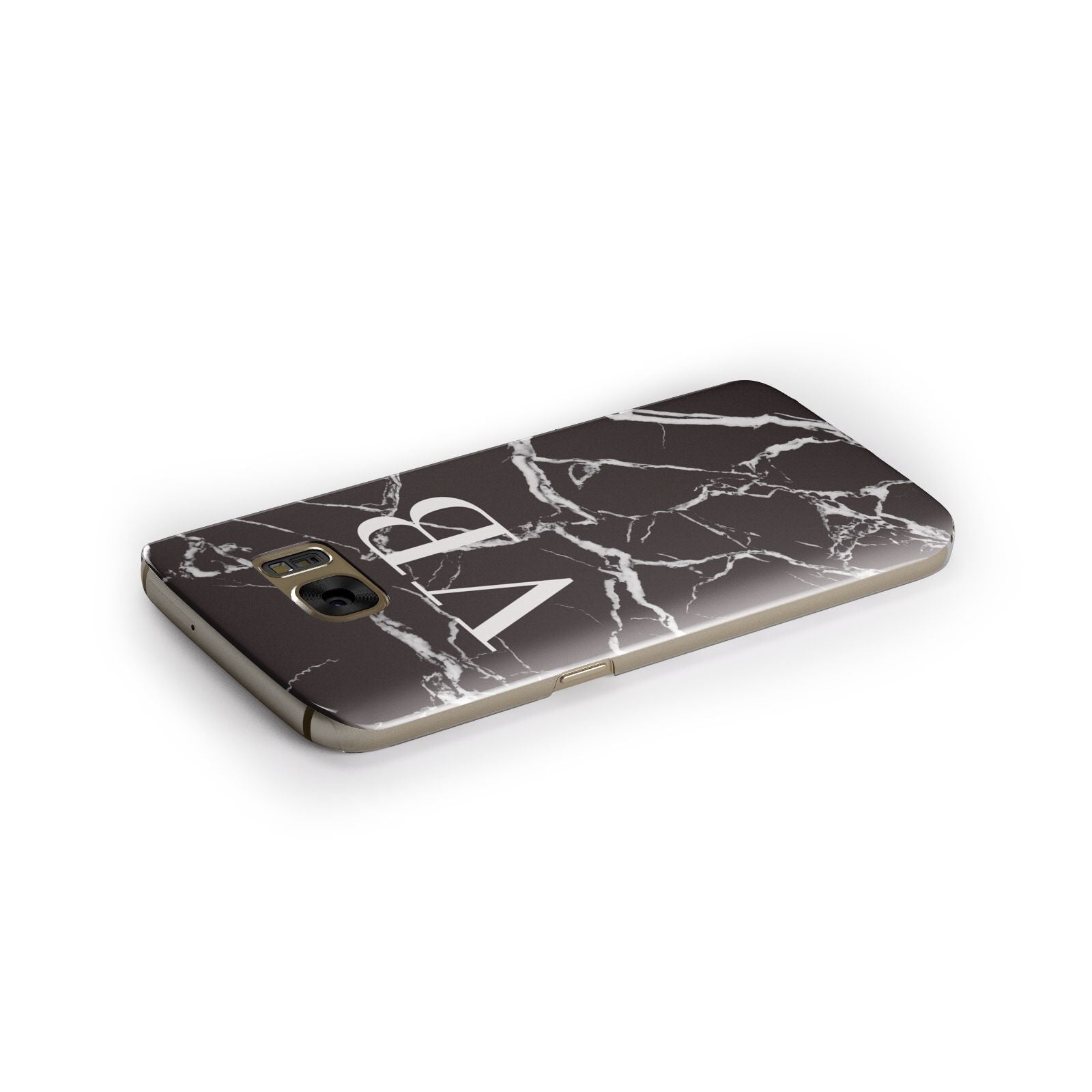Personalised Black Marble Effect Monogram Samsung Galaxy Case Side Close Up