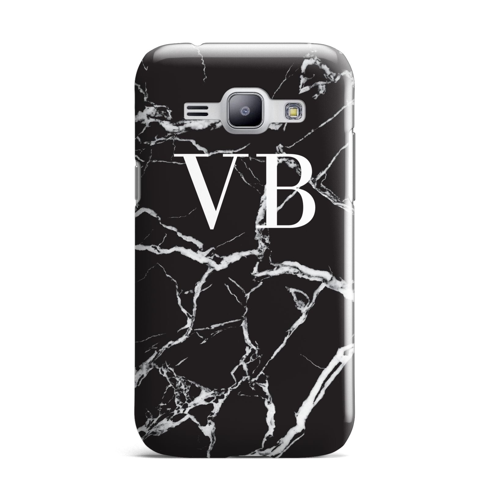 Personalised Black Marble Effect Monogram Samsung Galaxy J1 2015 Case