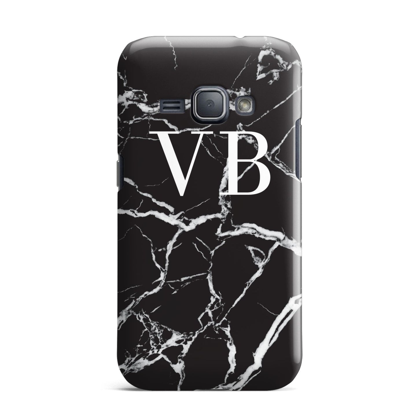 Personalised Black Marble Effect Monogram Samsung Galaxy J1 2016 Case