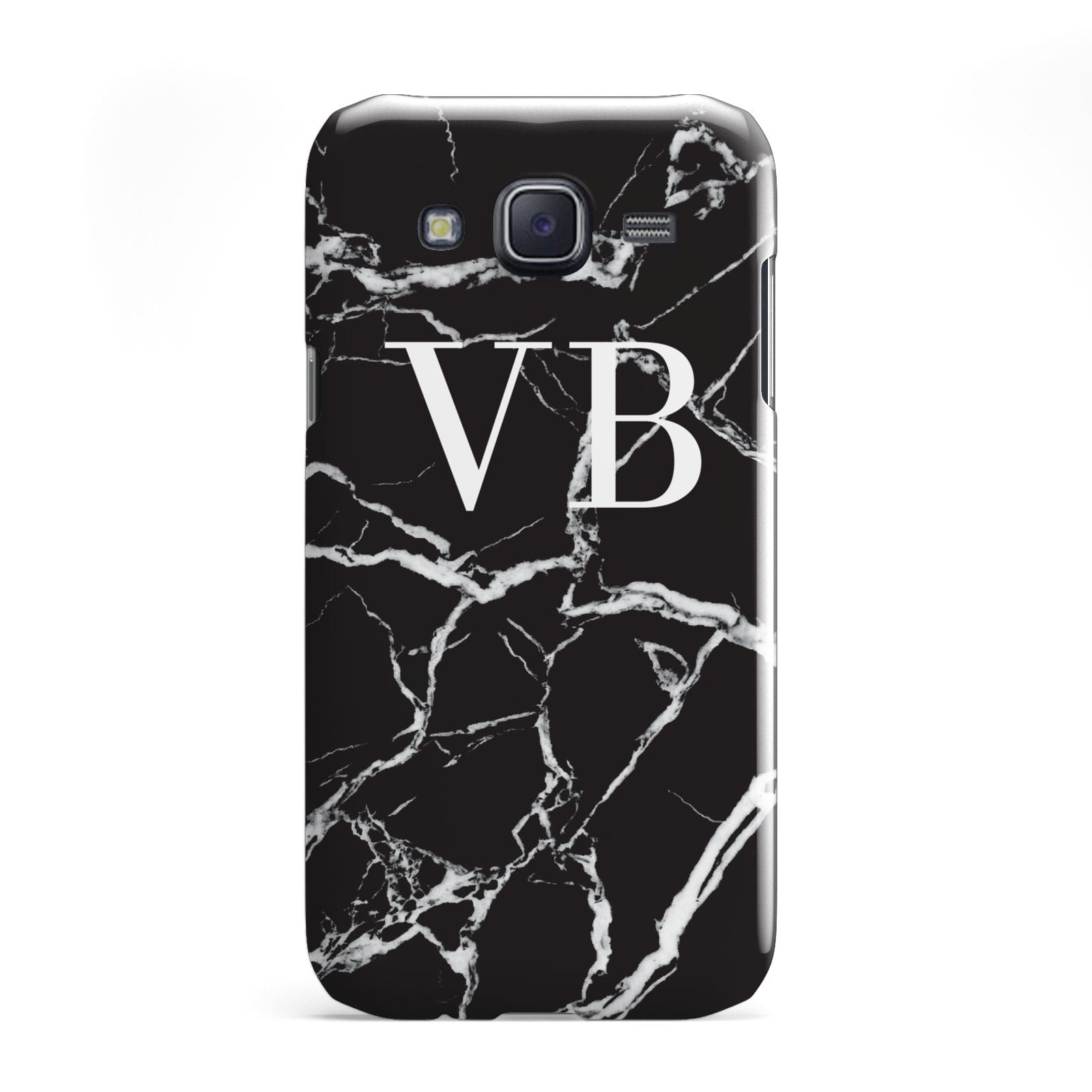 Personalised Black Marble Effect Monogram Samsung Galaxy J5 Case