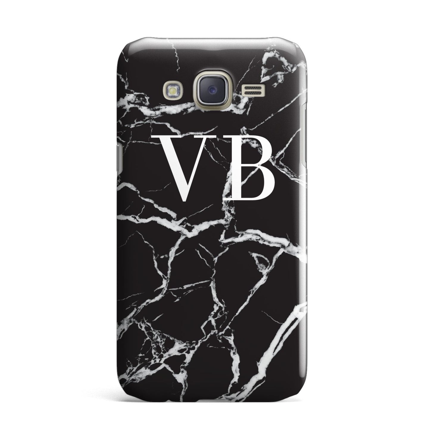Personalised Black Marble Effect Monogram Samsung Galaxy J7 Case