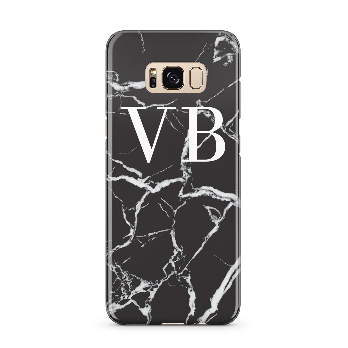 Personalised Black Marble Effect Monogram Samsung Galaxy S8 Plus Case