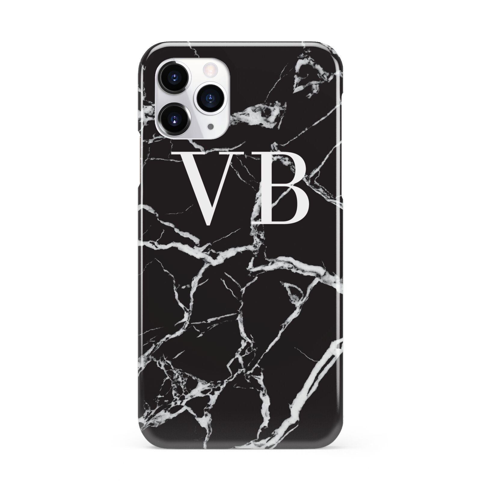 Personalised Black Marble Effect Monogram iPhone 11 Pro 3D Snap Case