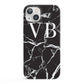 Personalised Black Marble Effect Monogram iPhone 13 Full Wrap 3D Snap Case
