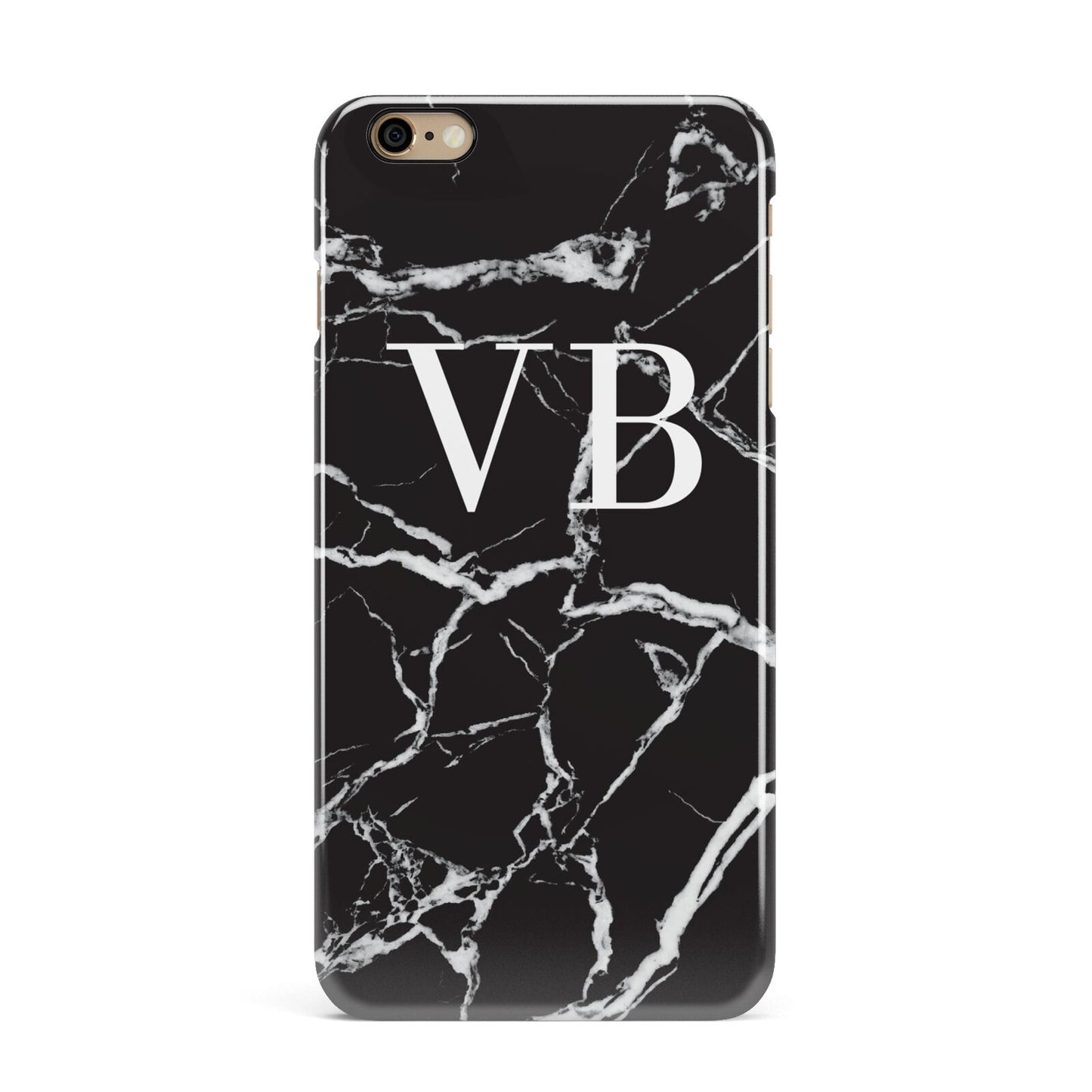 Personalised Black Marble Effect Monogram iPhone 6 Plus 3D Snap Case on Gold Phone