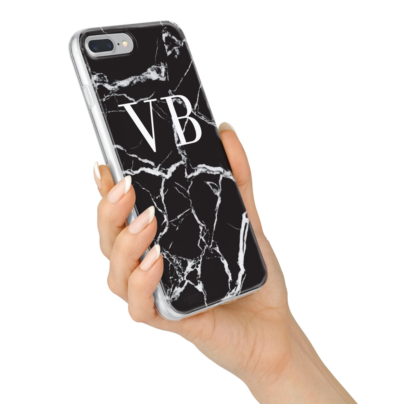 Personalised Black Marble Effect Monogram iPhone 7 Plus Bumper Case on Silver iPhone Alternative Image