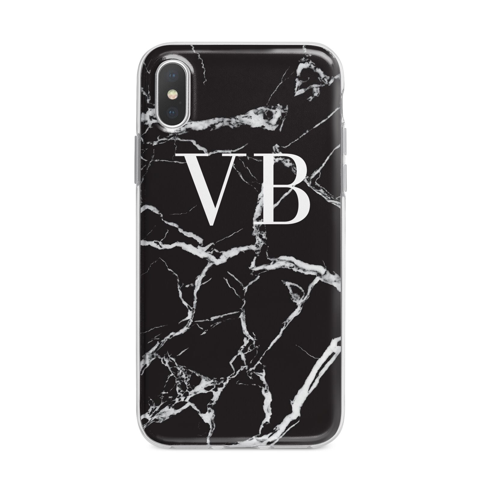 Personalised Black Marble Effect Monogram iPhone X Bumper Case on Silver iPhone Alternative Image 1