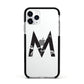 Personalised Black Marble Initial Clear Custom Apple iPhone 11 Pro in Silver with Black Impact Case