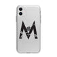 Personalised Black Marble Initial Clear Custom Apple iPhone 11 in White with Bumper Case