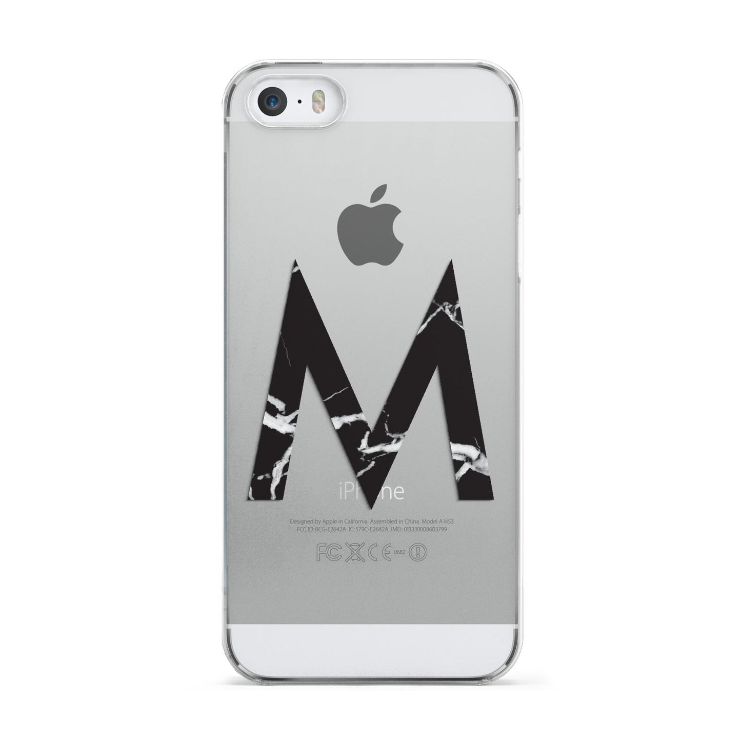 Personalised Black Marble Initial Clear Custom Apple iPhone 5 Case