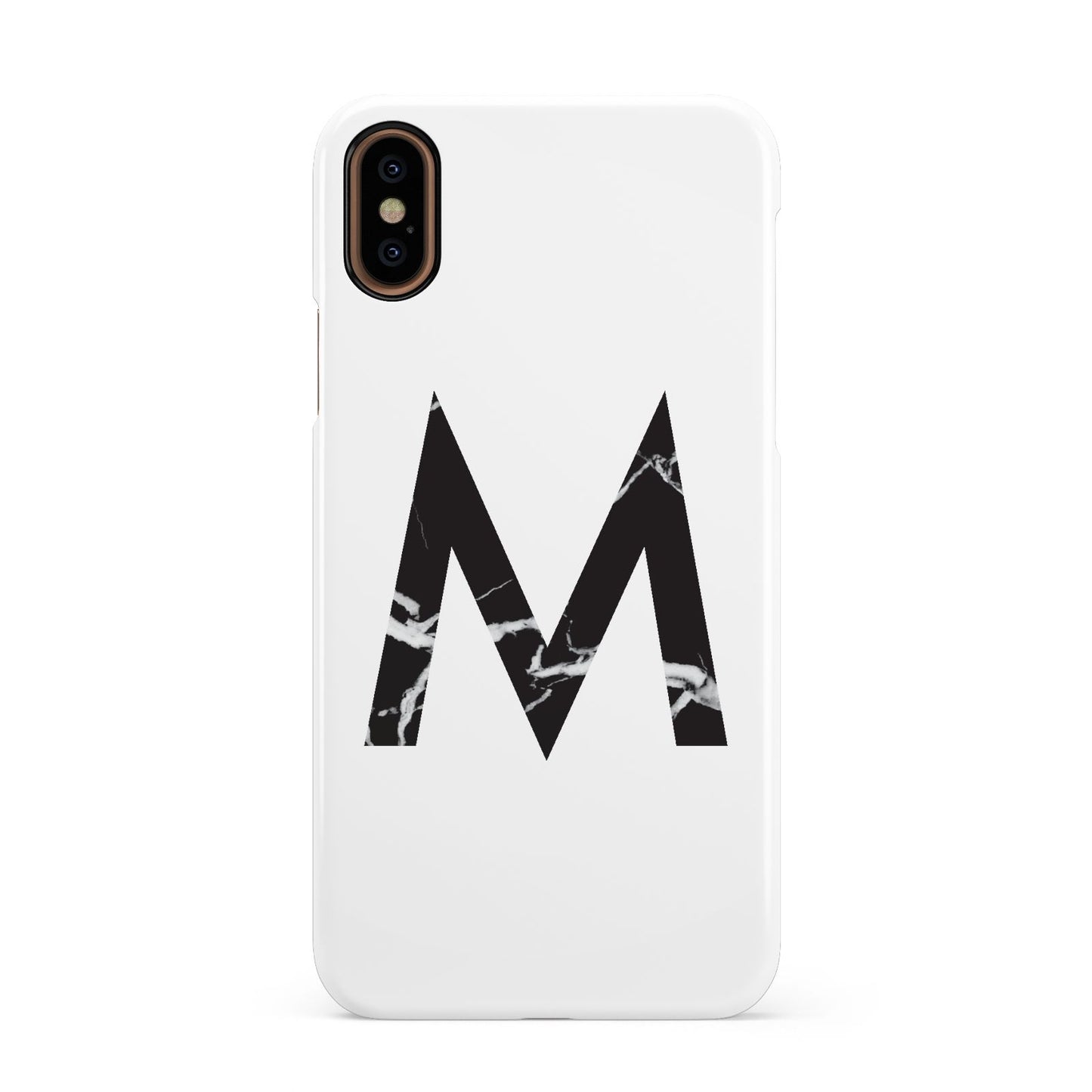 Personalised Black Marble Initial Clear Custom Apple iPhone XS 3D Snap Case