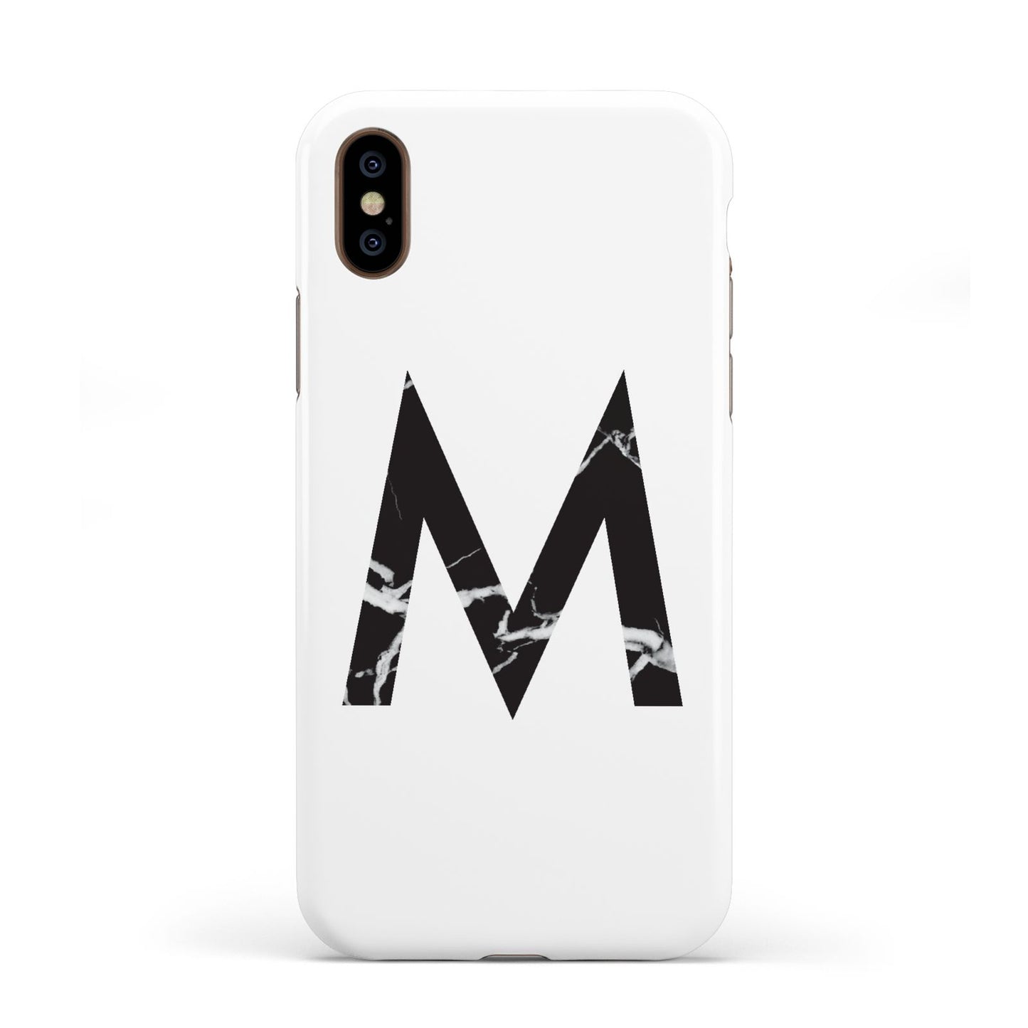 Personalised Black Marble Initial Clear Custom Apple iPhone XS 3D Tough