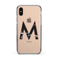 Personalised Black Marble Initial Clear Custom Apple iPhone Xs Impact Case Black Edge on Gold Phone