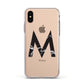 Personalised Black Marble Initial Clear Custom Apple iPhone Xs Impact Case White Edge on Gold Phone