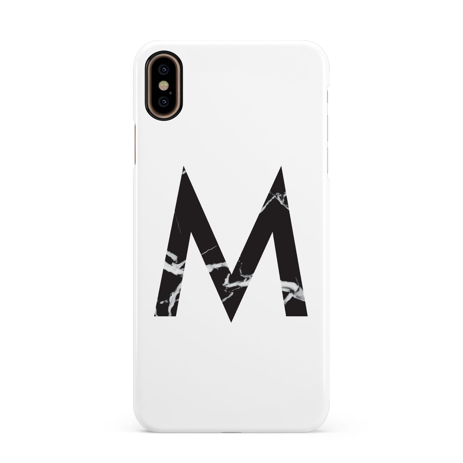 Personalised Black Marble Initial Clear Custom Apple iPhone Xs Max 3D Snap Case