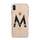 Personalised Black Marble Initial Clear Custom Apple iPhone Xs Max Impact Case Pink Edge on Gold Phone