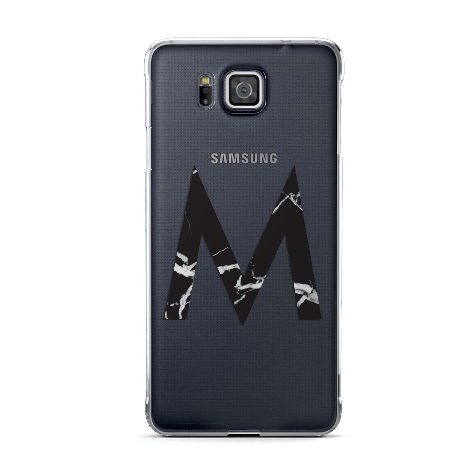 Personalised Black Marble Initial Clear Custom Samsung Galaxy Alpha Case