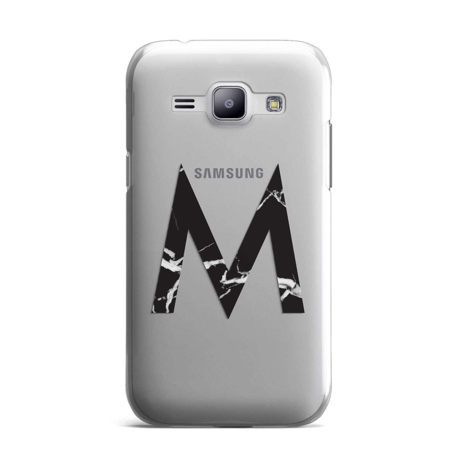 Personalised Black Marble Initial Clear Custom Samsung Galaxy J1 2015 Case