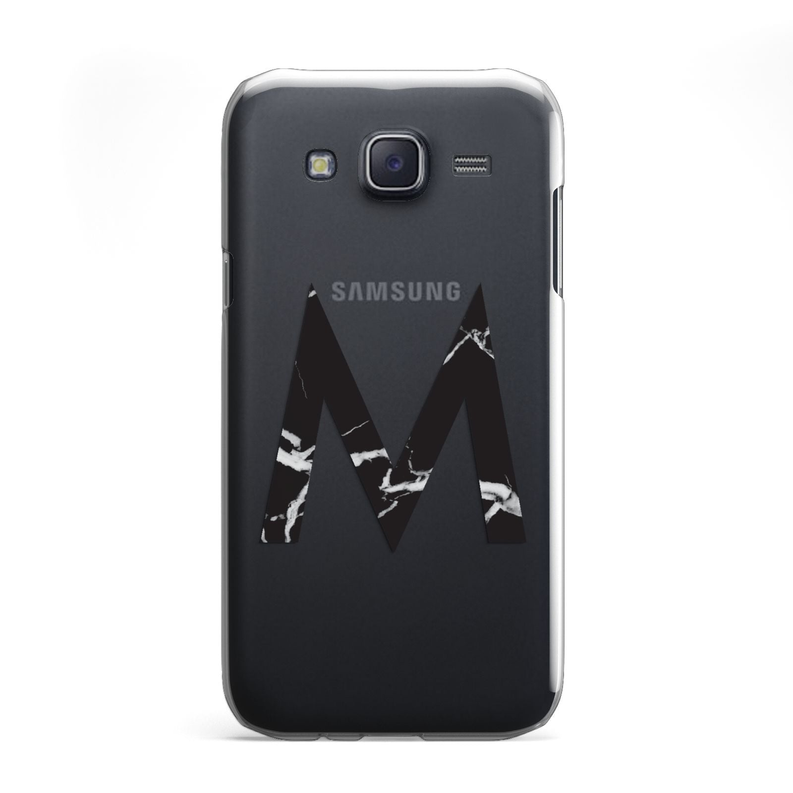 Personalised Black Marble Initial Clear Custom Samsung Galaxy J5 Case