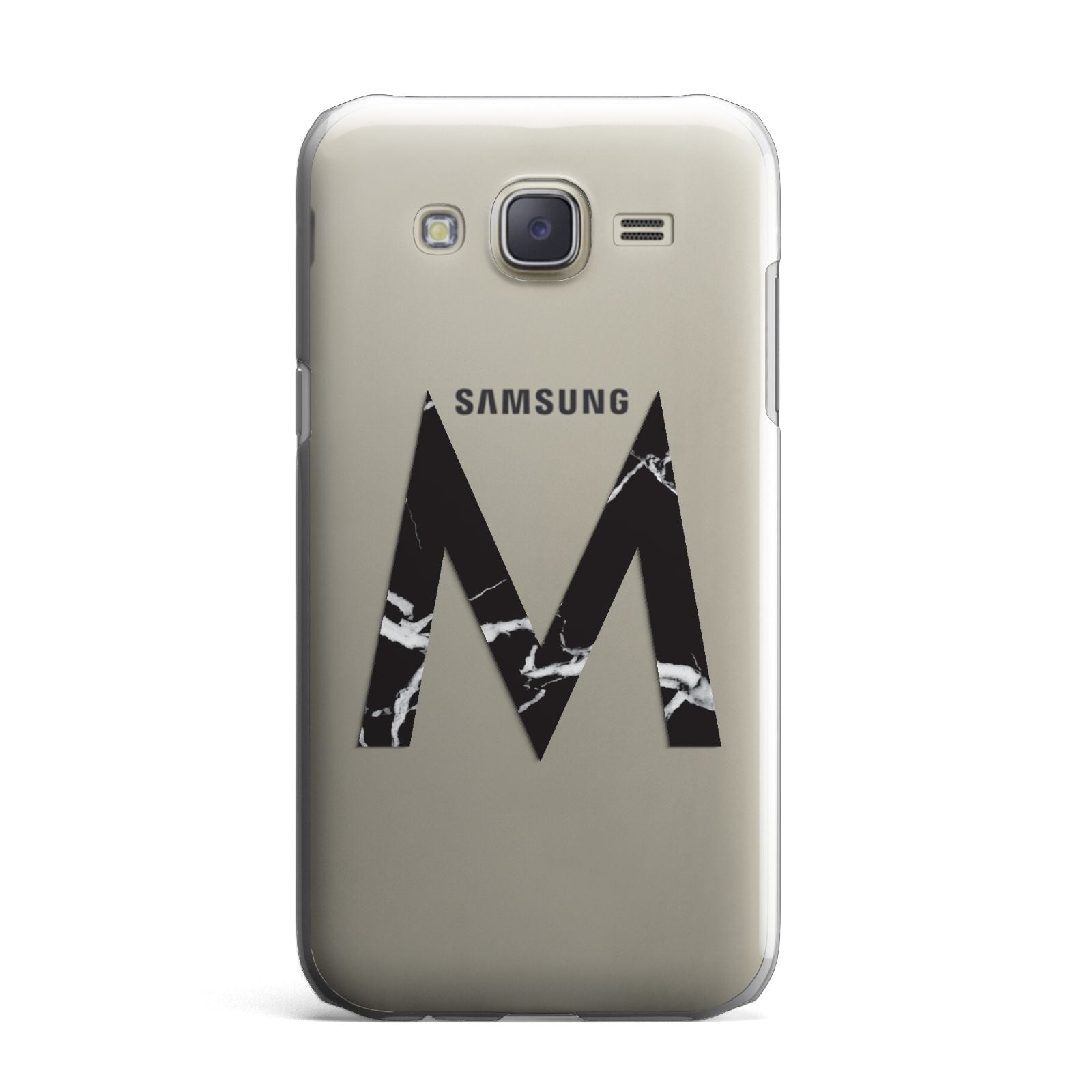 Personalised Black Marble Initial Clear Custom Samsung Galaxy J7 Case