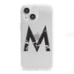 Personalised Black Marble Initial Clear Custom iPhone 13 Mini Clear Bumper Case