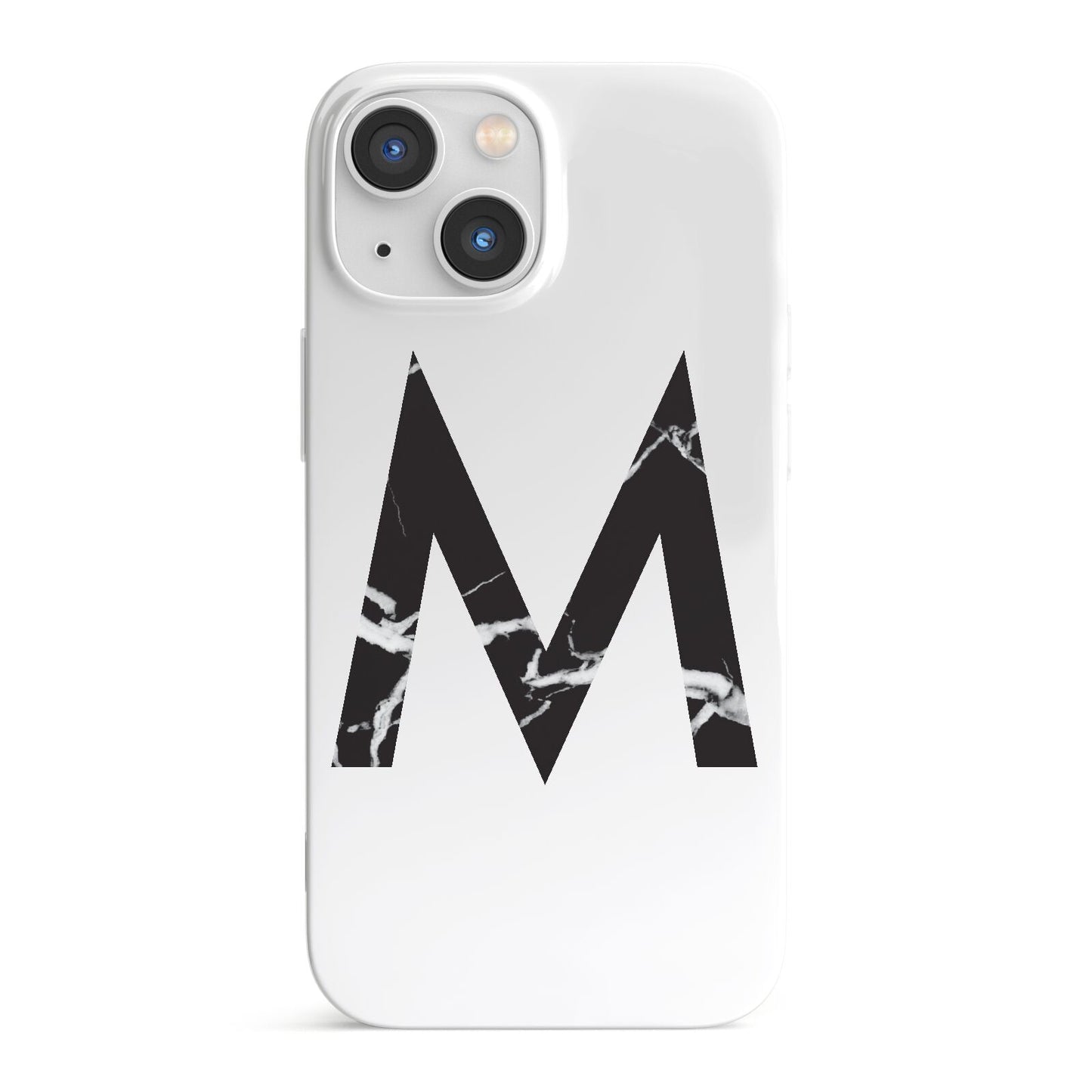 Personalised Black Marble Initial Clear Custom iPhone 13 Mini Full Wrap 3D Snap Case
