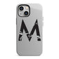 Personalised Black Marble Initial Clear Custom iPhone 13 Mini Full Wrap 3D Tough Case