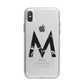 Personalised Black Marble Initial Clear Custom iPhone X Bumper Case on Silver iPhone Alternative Image 1