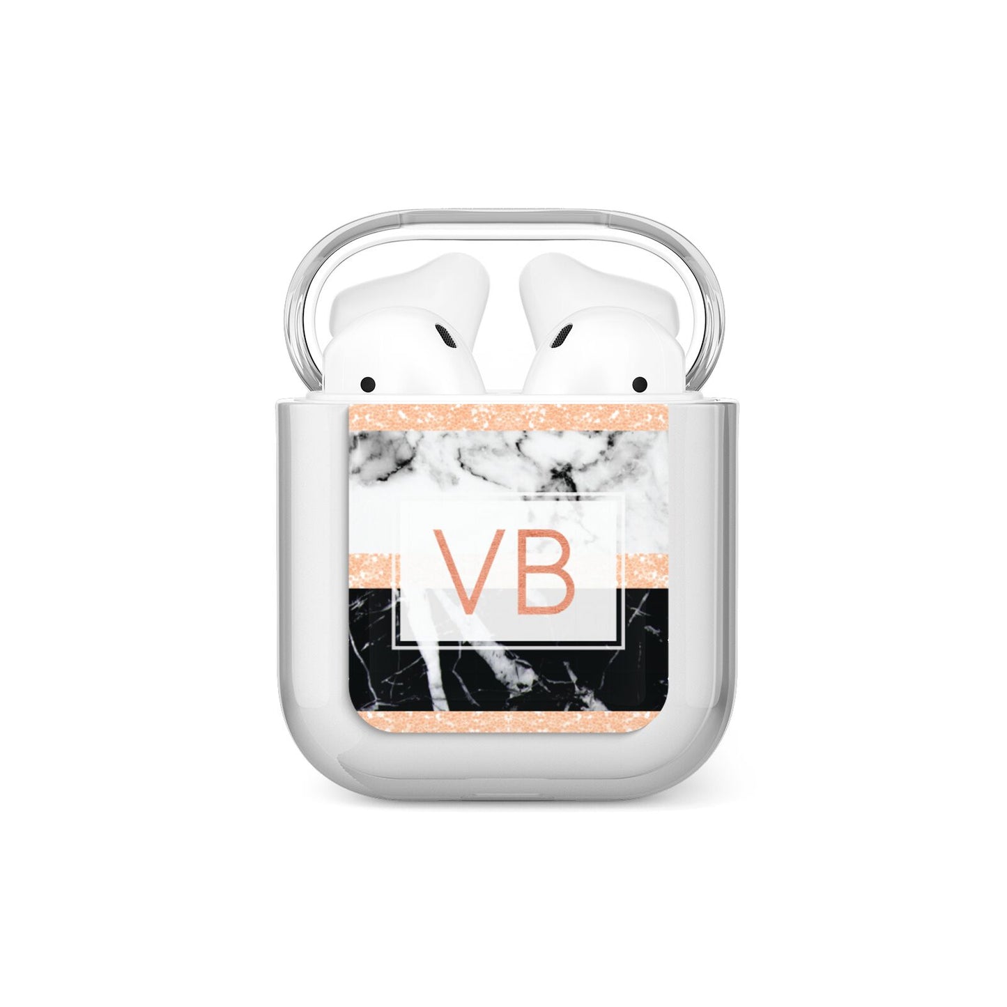 Personalised Black Marble Initials AirPods Case