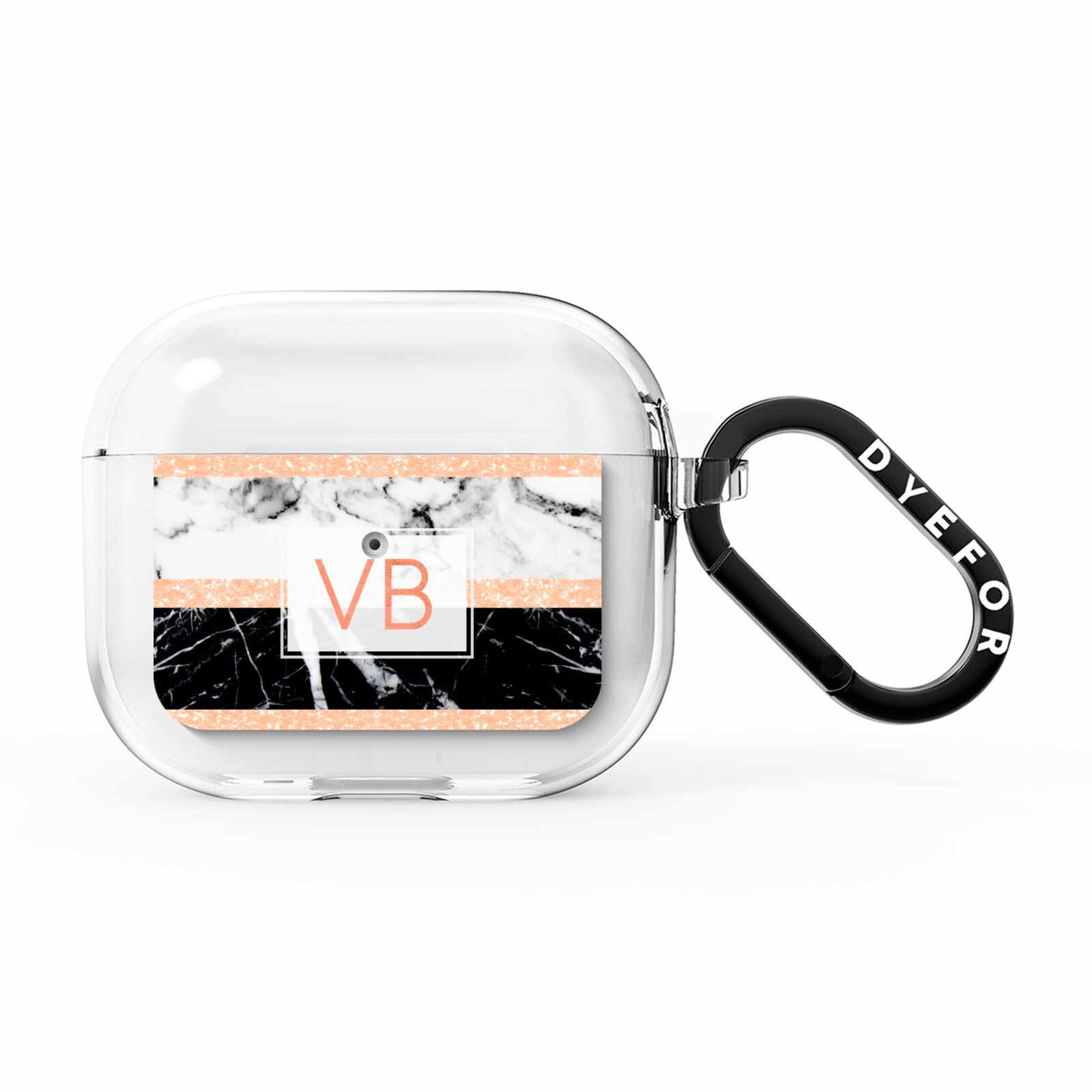 Personalised Black Marble Initials AirPods Clear Case 3rd Gen