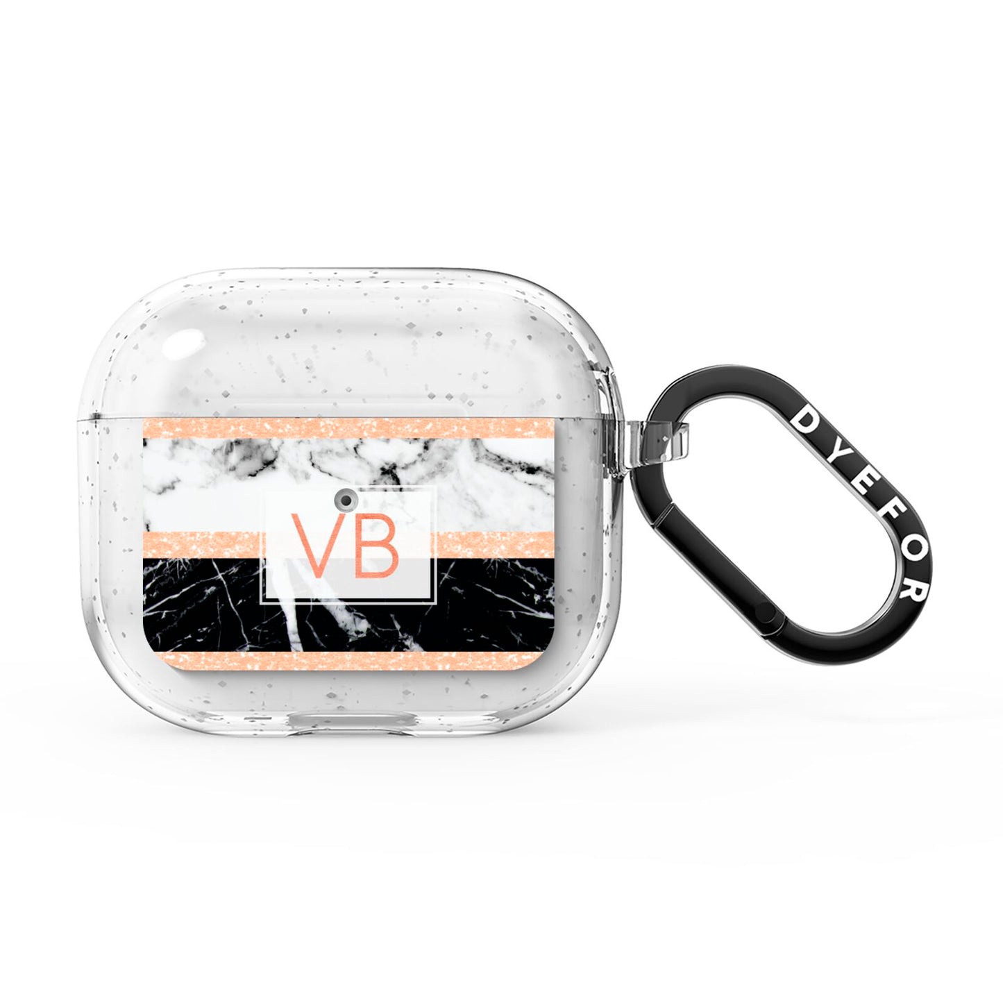 Personalised Black Marble Initials AirPods Glitter Case 3rd Gen