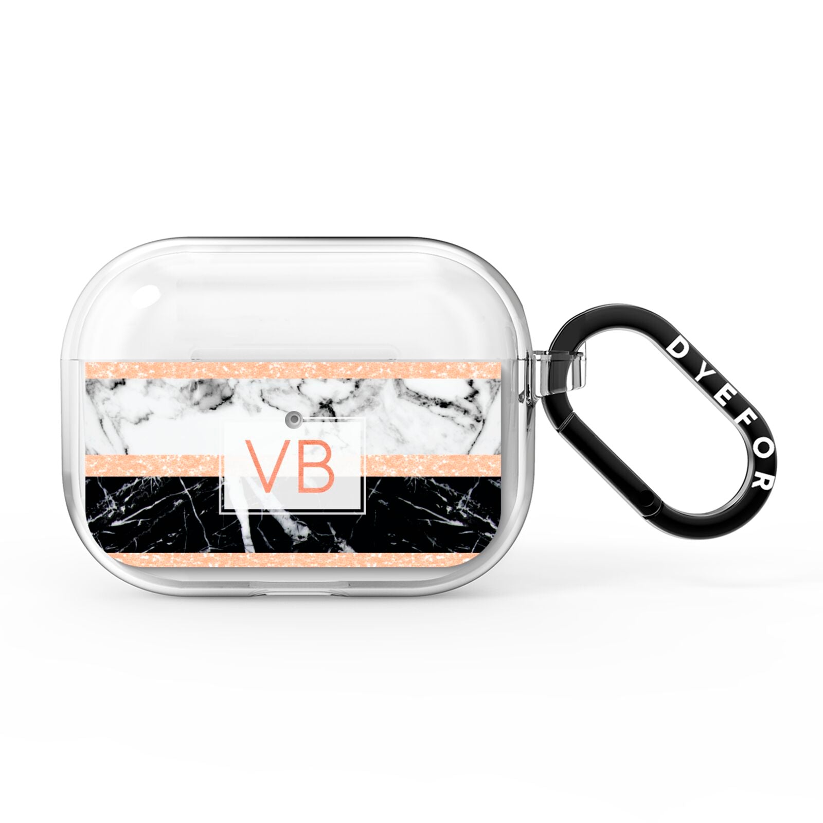 Personalised Black Marble Initials AirPods Pro Clear Case