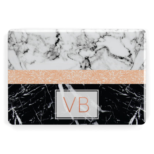 Personalised Black Marble Initials Apple MacBook Case