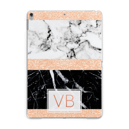 Personalised Black Marble Initials Apple iPad Silver Case