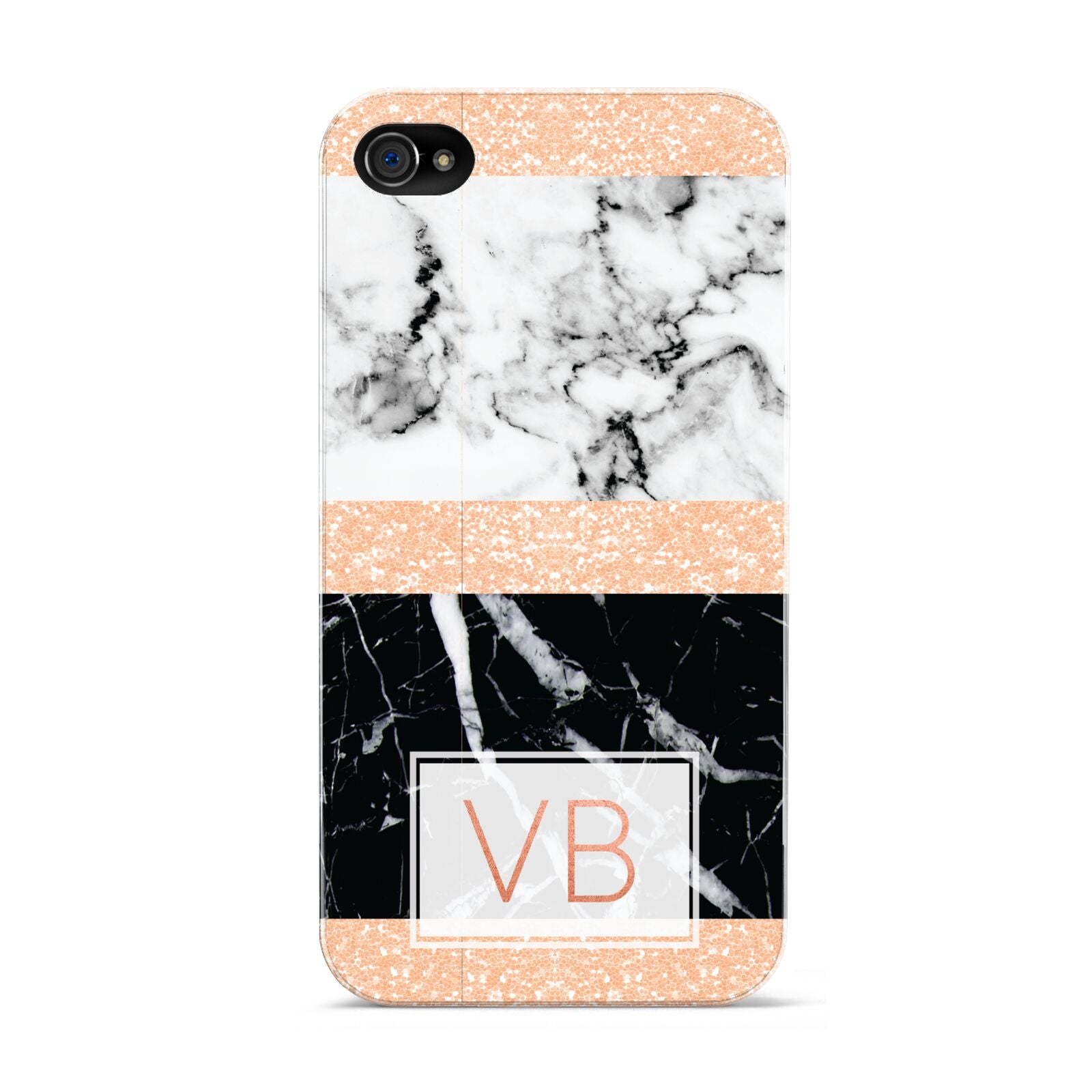 Personalised Black Marble Initials Apple iPhone 4s Case